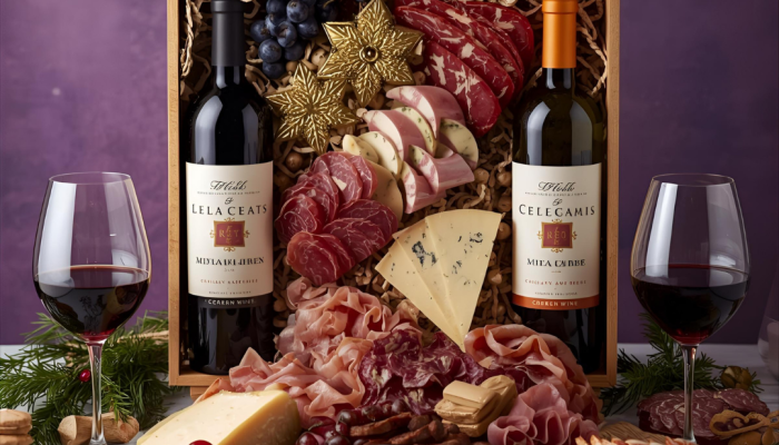 Classic corporate wine gift box with two premium bottles