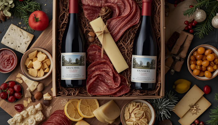 Christmas Wine Lovers Box 2025 with gourmet treats and wines